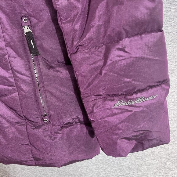 Eddie Bauer Jacket Womens Medium Purple Down Puffer Coat Faux Fur Hood - Picture 5 of 15